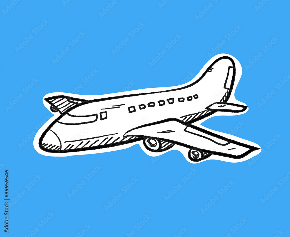 Airplane Doodle, a hand drawn vector doodle of an airplane, isolated on ...