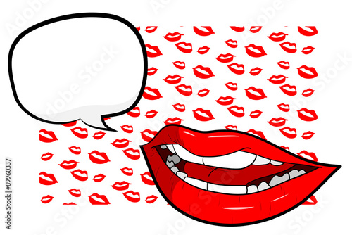 Sexy Lips With Text, 
a hand drawn vector illustration of sexy lips with text over lips-themed background (editable).