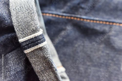 Raw denim jeans red selvedge texture, japan raw denim jeans.