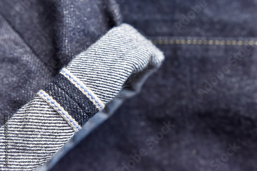Raw denim jeans red selvedge texture, japan raw denim jeans.