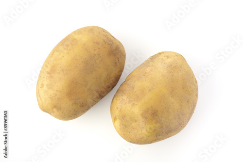 Two Brown Potato s on White Background Shot in Studio.