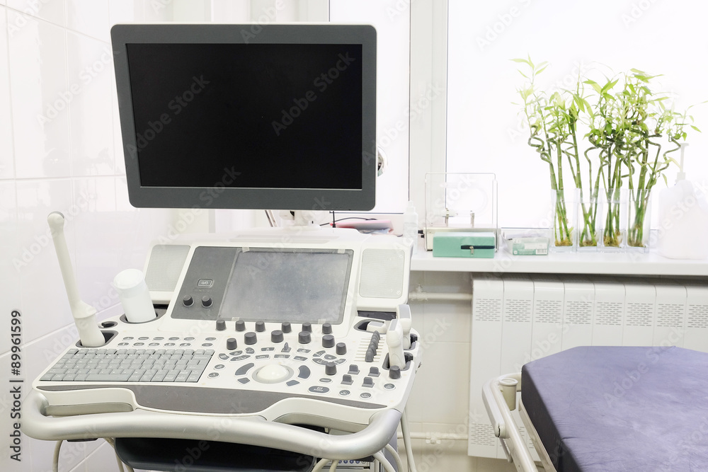 Interior of a doctor office with ultrasonography apparatus Interior of a doctor office with ultrasonography apparatus