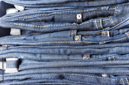 Raw denim jeans red selvedge texture, japan raw denim jeans.