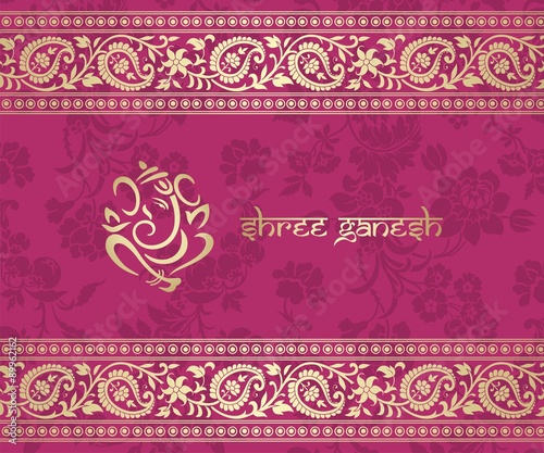 Ganesha, Hindu wedding card, royal Rajasthan, India