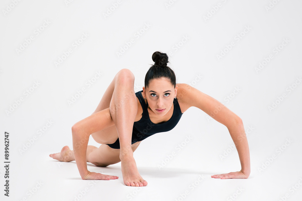 Portrait of acrobat woman stretching Portrait of acrobat woman stretching