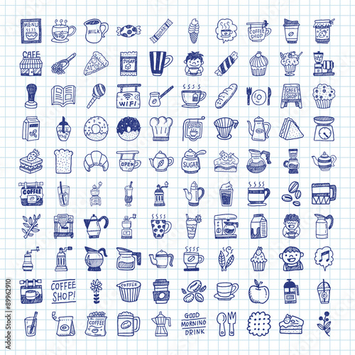 doodle coffee icons