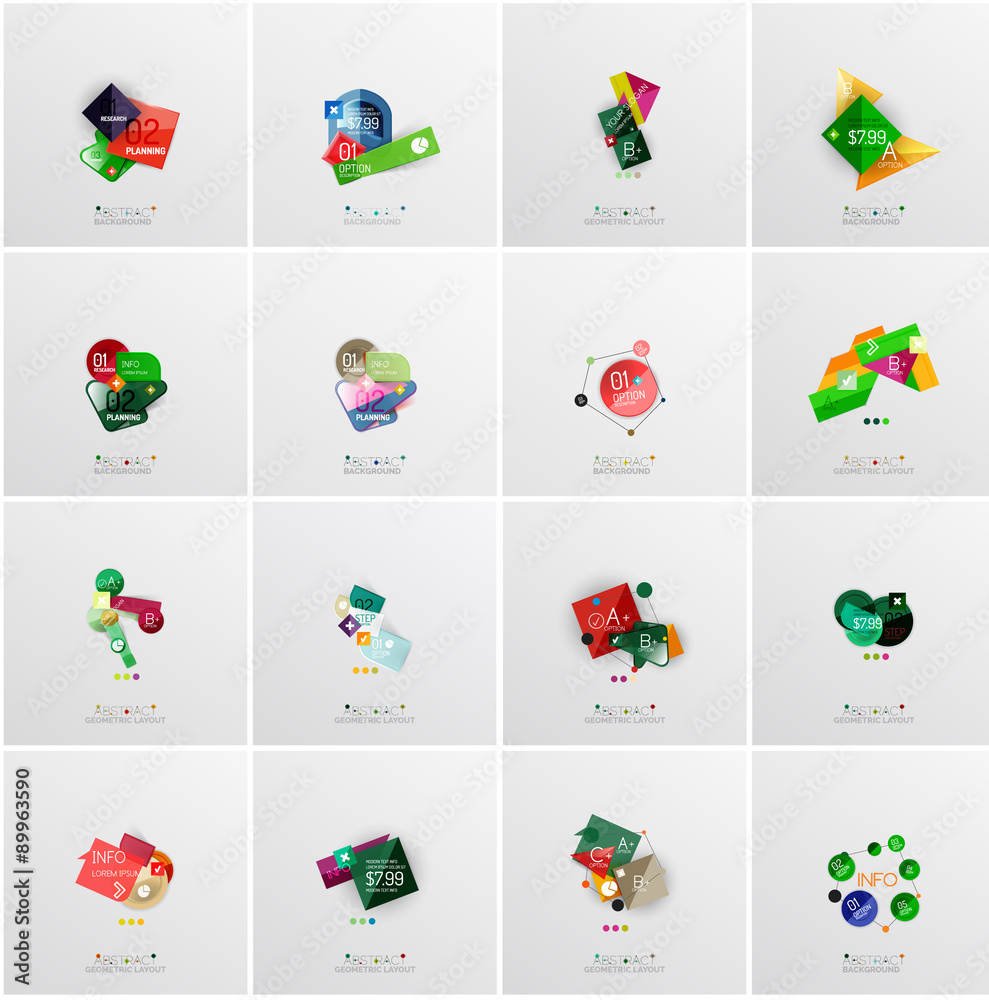 Fototapeta premium Set of abstract geometric infographic banner templates