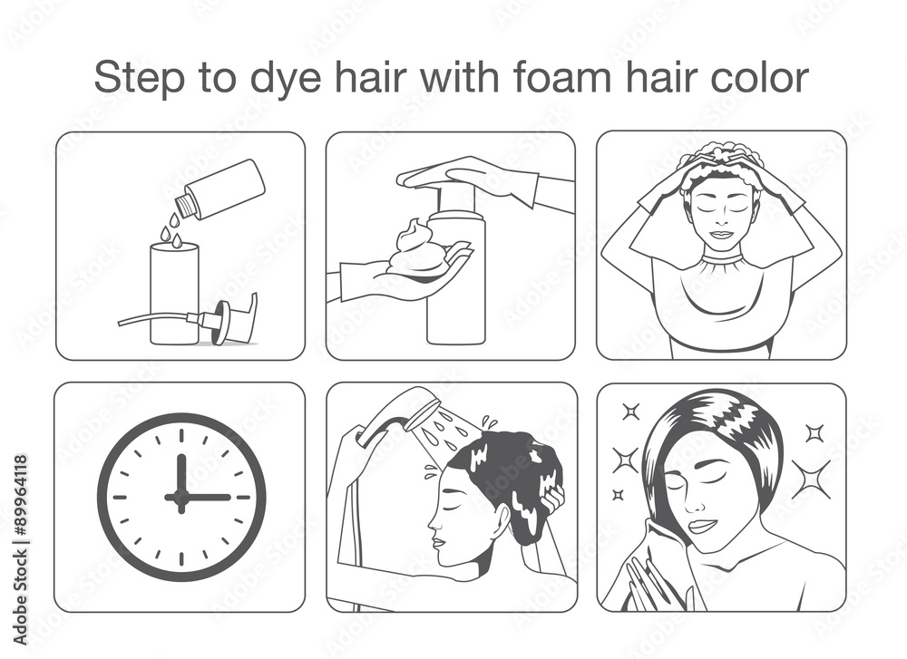 Step to dye hair with foam hair color with monotone color design.
