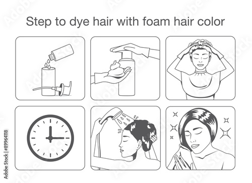 Step to dye hair with foam hair color with monotone color design.
