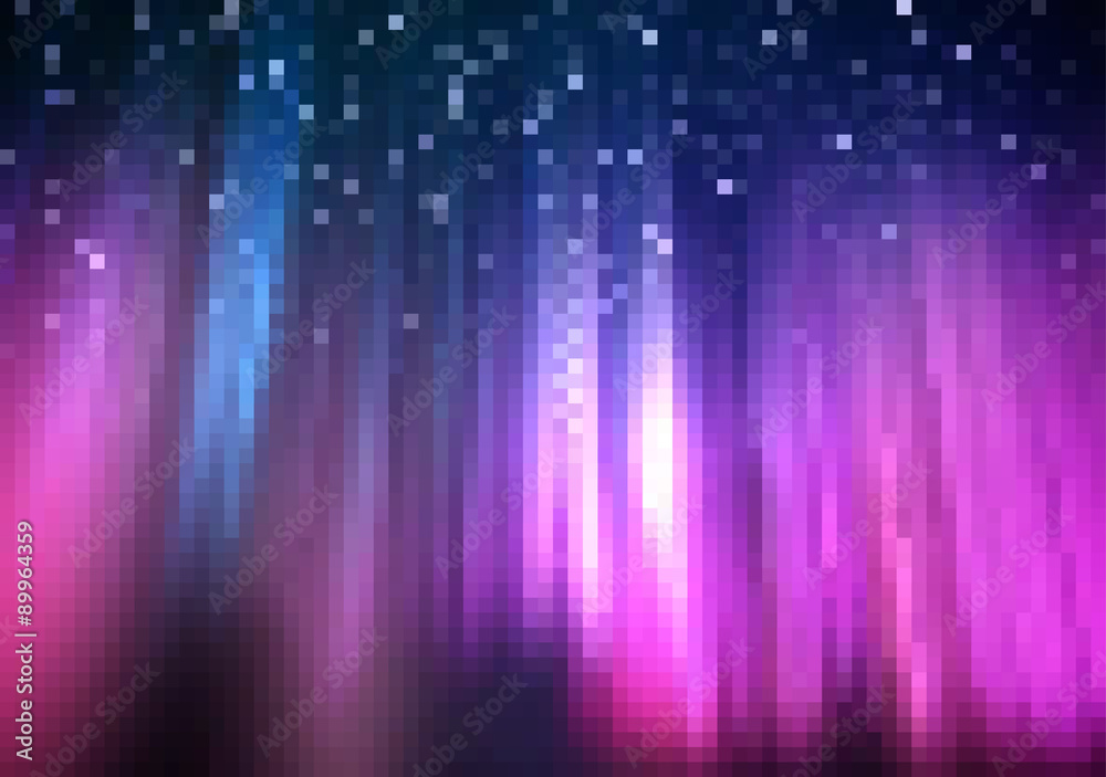 Abstract Square Pixel Mosaic Background - Colored Light Fountain Illustration, Vector