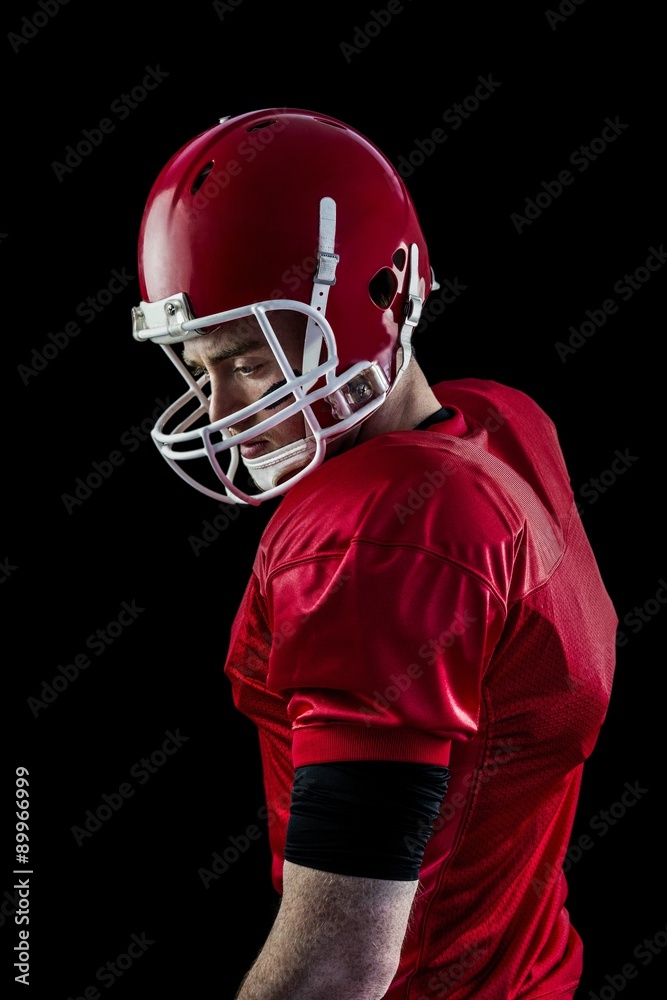 Concentrated american football player