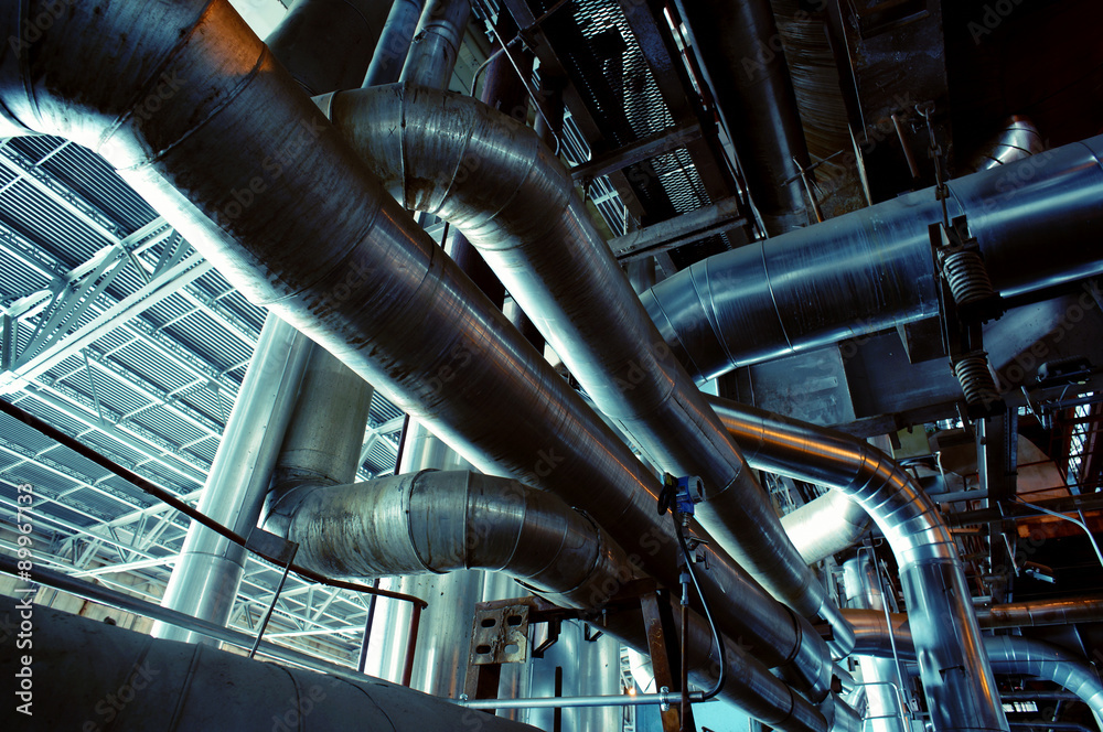 Industrial zone, Steel pipelines, valves and pumps Industrial zone, Steel pipelines, valves and pumps