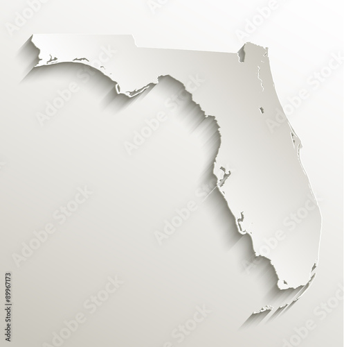 Florida map card paper 3D natural vector