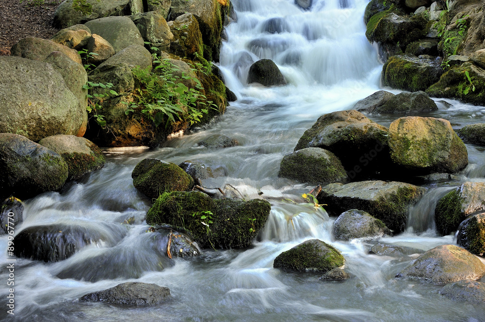 Waterfall and blue stream - a fragment Waterfall and blue stream - a fragment