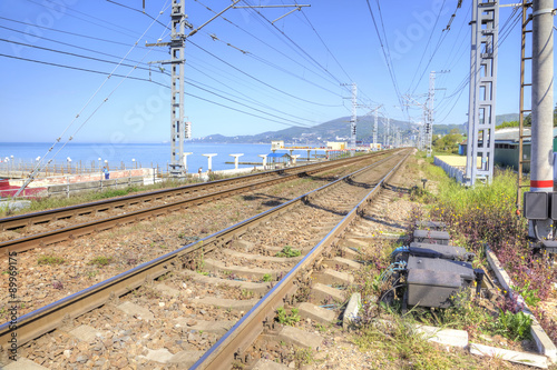 Railway along with the coast of the Black sea