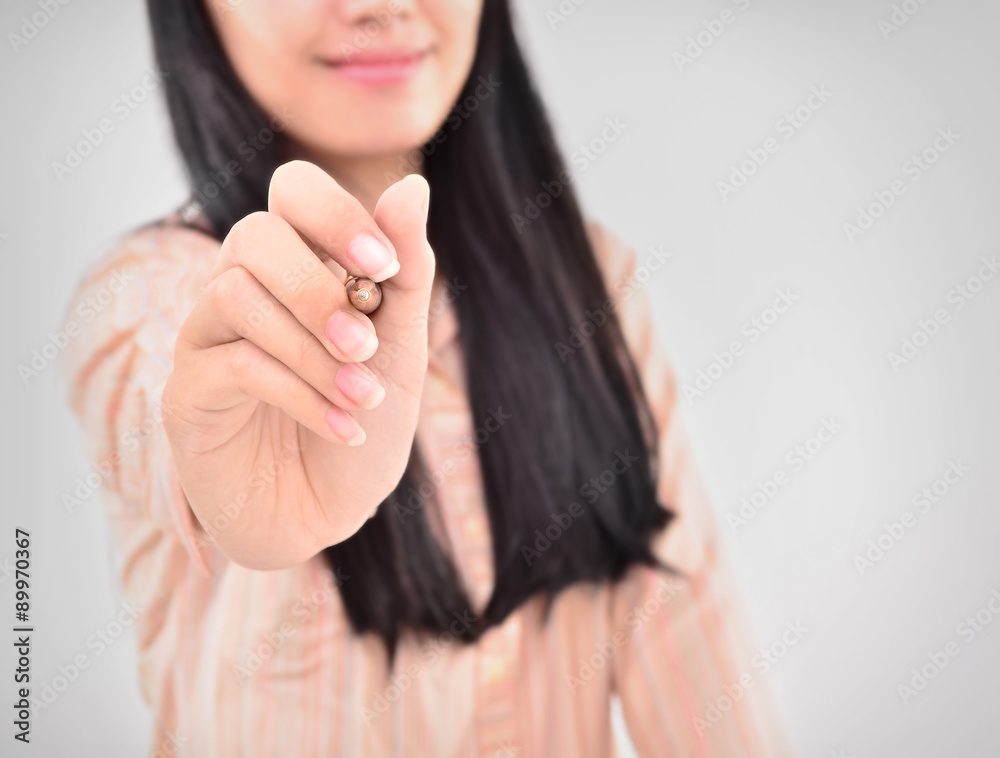 hands of a young woman writing on screen with a blurred background hands of a young woman writing on screen with a blurred background