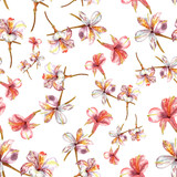 Seamless watercolor flowers (alstroemerias) background pattern