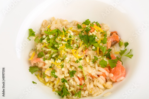Risotto with salmon
