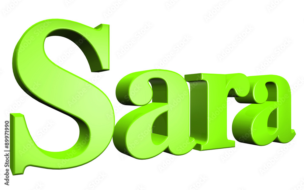 3D Sara text on white background 3D Sara text on white background