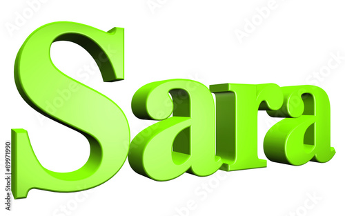 3D Sara text on white background