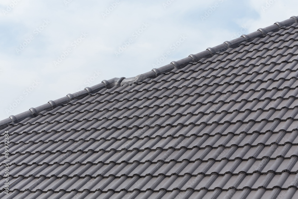 black tile roof on a new house