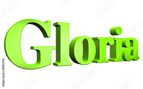 3D Gloria text on white background