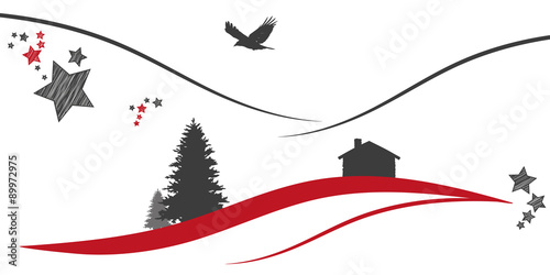 Weihnachtliche Berglandschaft mit Sternen