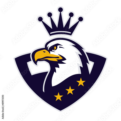 Mascot with crowned American eagle.