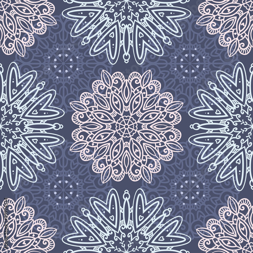 Purple seamless pattern with tracery ornaments