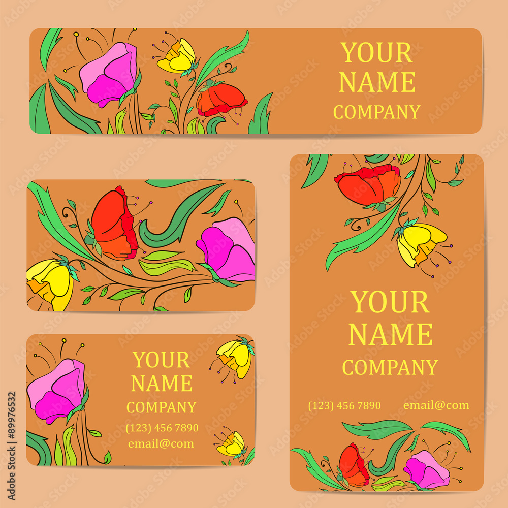 Business cards. Card or invitation.Vintage decorative elements. Corporate Identity vector templates set 