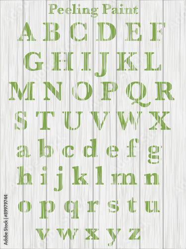 peeling paint text on wood background