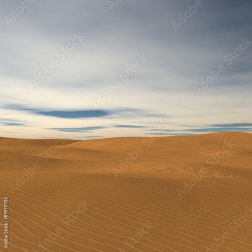 Dark yellow sand dunes and no high hills with great clouds