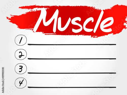 Muscle blank list, health concept