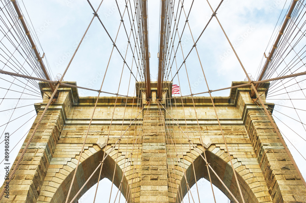 Fototapeta premium Brooklyn bridge pillar, New York City