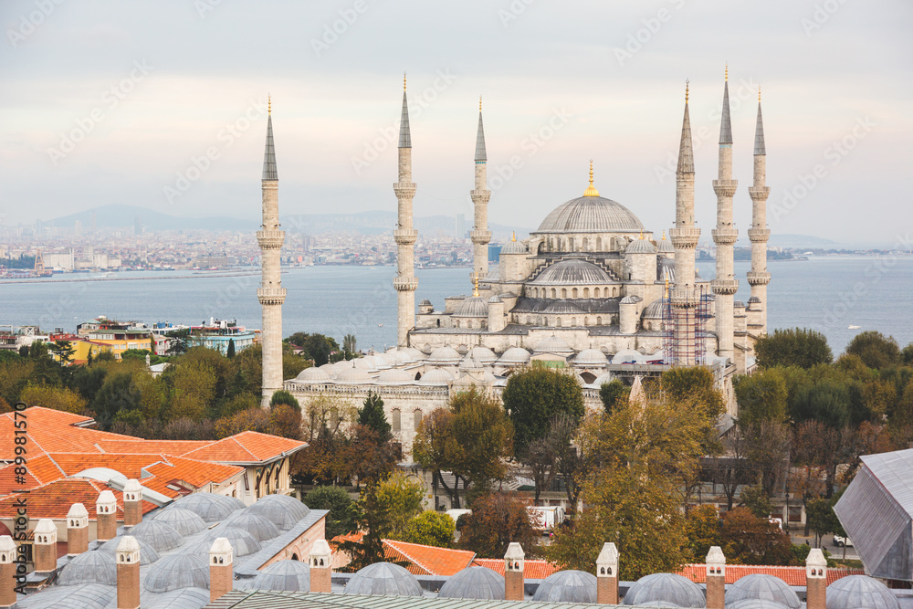 Naklejka premium Aerial view of Blue Mosque in Istanbul