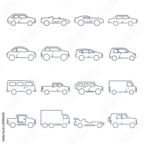 Outline car collection icon