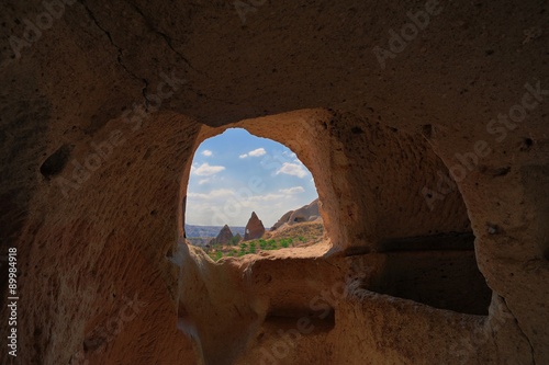 Cappadocia view from a cave haouse window, Red Valley Urgup Turkey photo