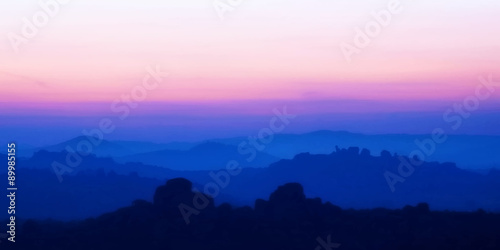 Sunrise in the mountains landscape.