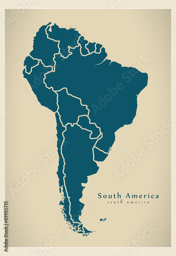 Modern Map - South America Map with all countries complete