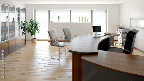 3D interior rendering of a modern office