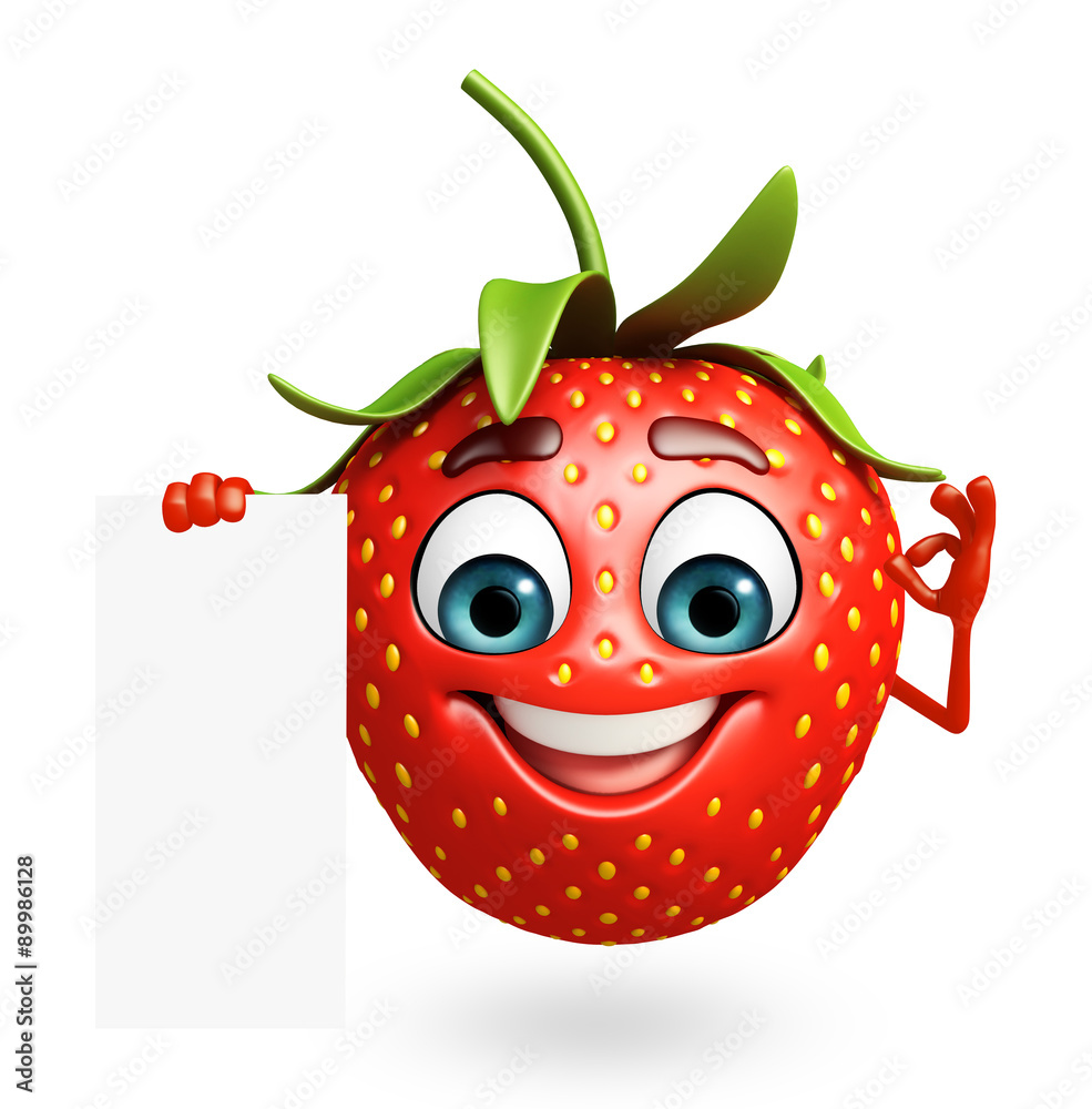 Obraz premium Cartoon character of strawberry