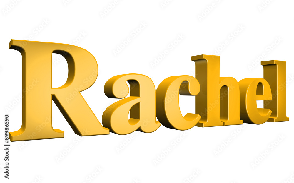 3D Rachel text on white background