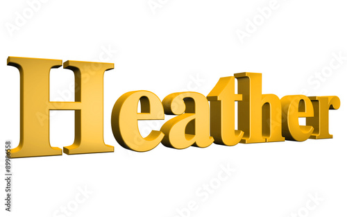 3D Heather text on white background
