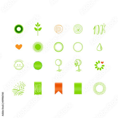 Eco friendly sketch drawing icons set