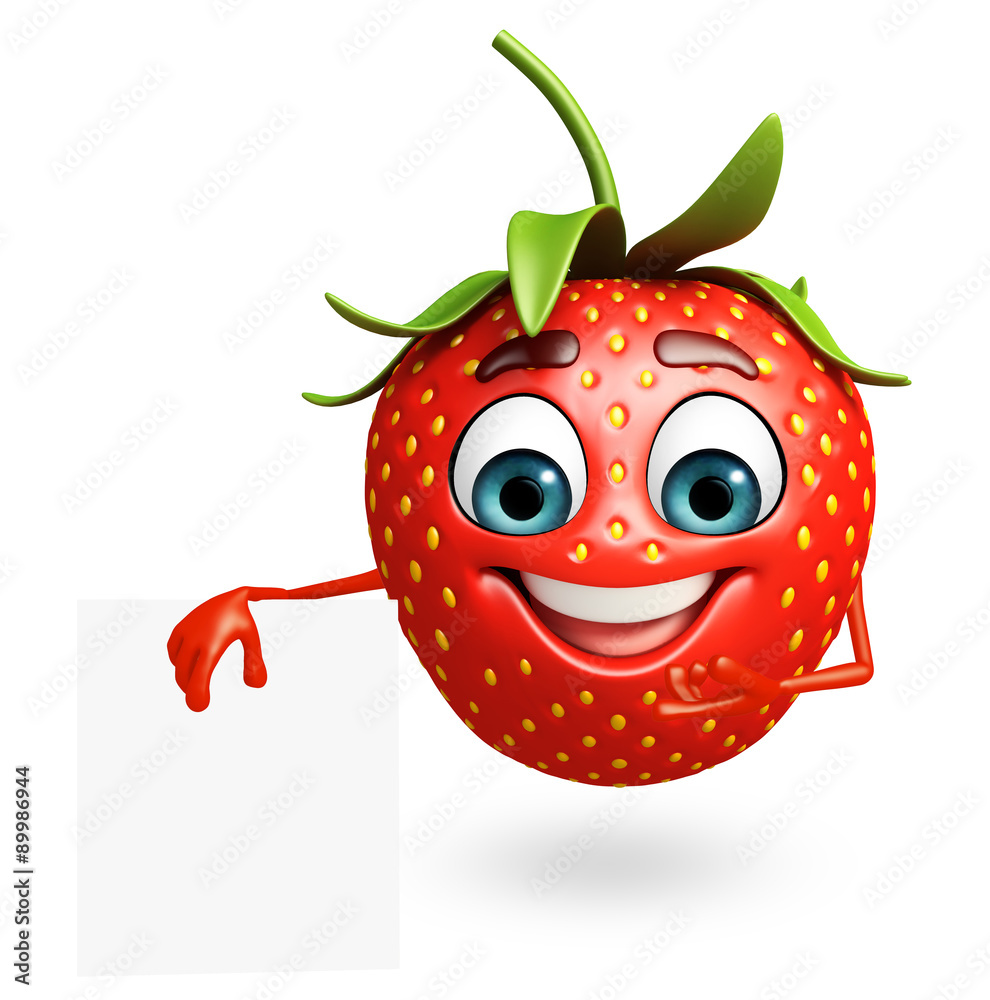 Obraz premium Cartoon character of strawberry