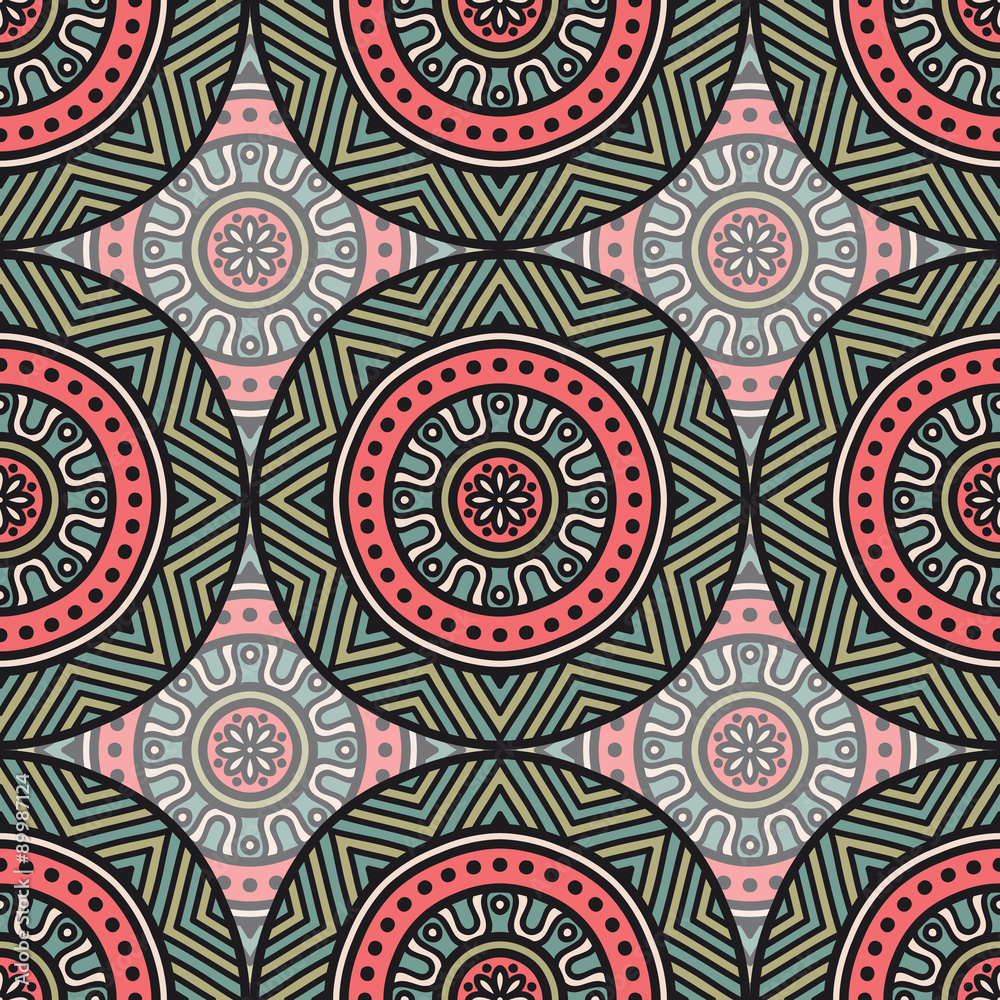 Ethnic floral seamless pattern