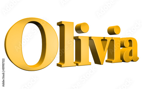 3D Olivia text on white background