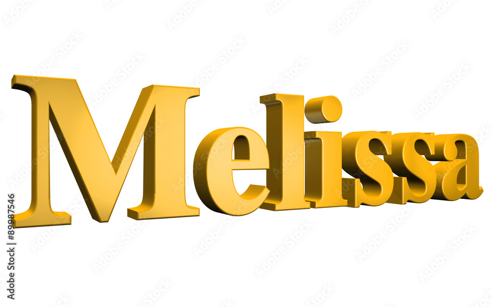 3D Melissa text on white background 3D Melissa text on white background