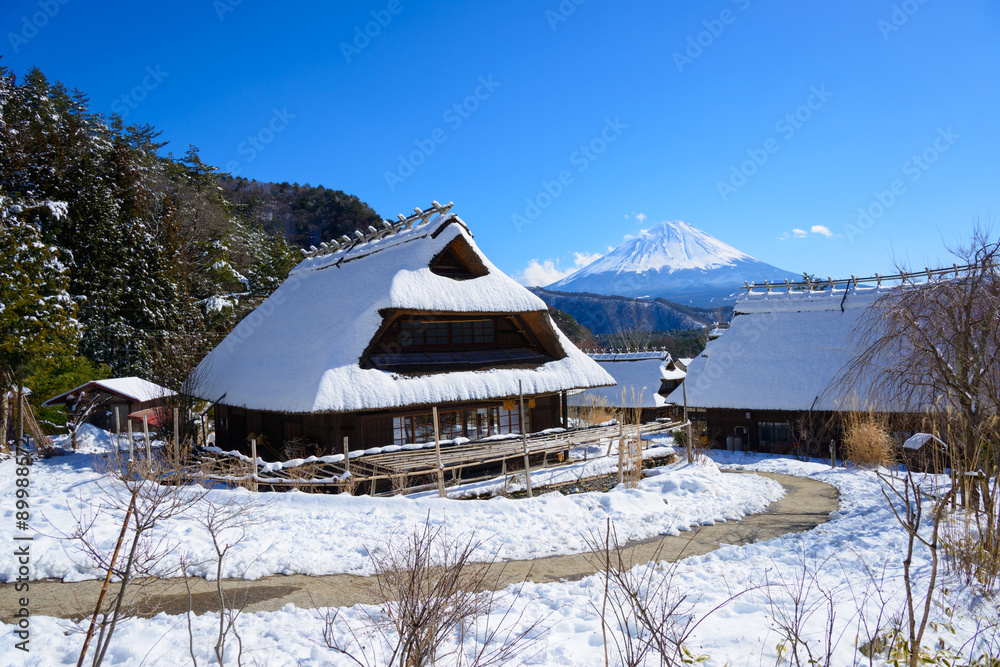 Mt.Fuji and Old houses