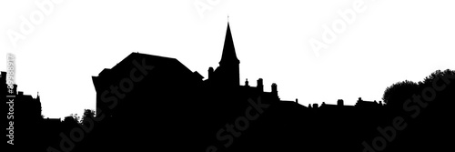 Fototapeta Bruges old town skyline monochrome silhouette